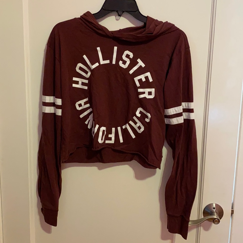 Hollister maroon cropped hoodie